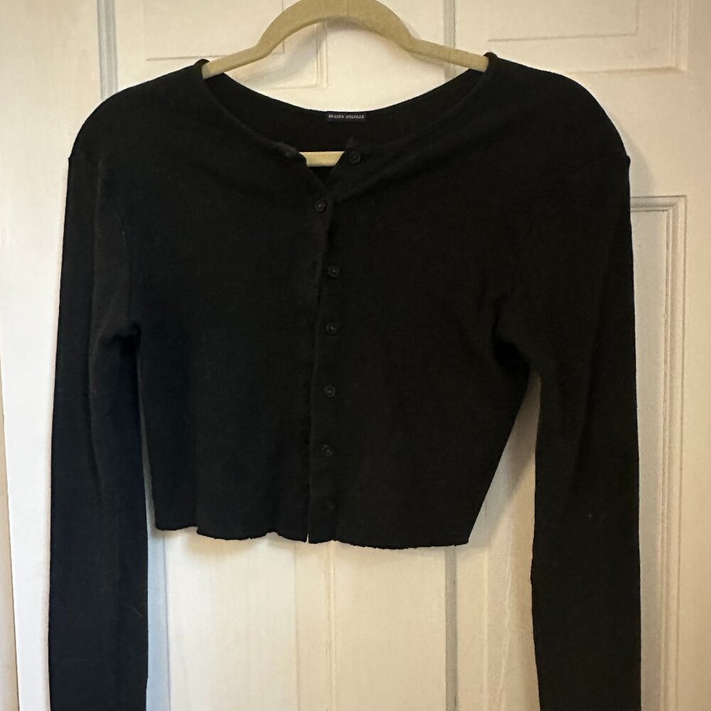 brandy melville black button up long sleeve top